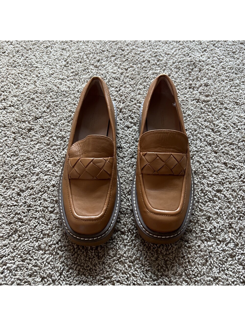 NORDSTROM Notorie-Lea Loafers 6 M Brown Leather Chunky Lug Platform Slip On